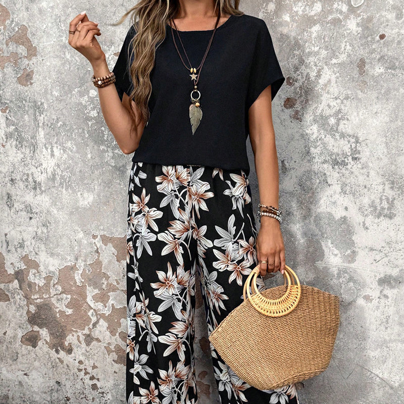 🌹Conjunto casual de senhora de duas peças com estampado