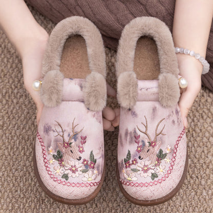 🔥 Sapatos casuais quentes femininos com bordado à mão de veados