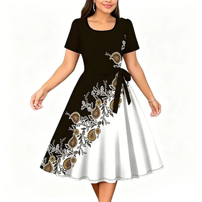 😍✨Vestido feminino evasé com estampado floral🌺👗