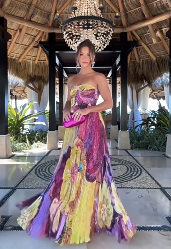 Vestido estampado de verão para menina com top tubinho