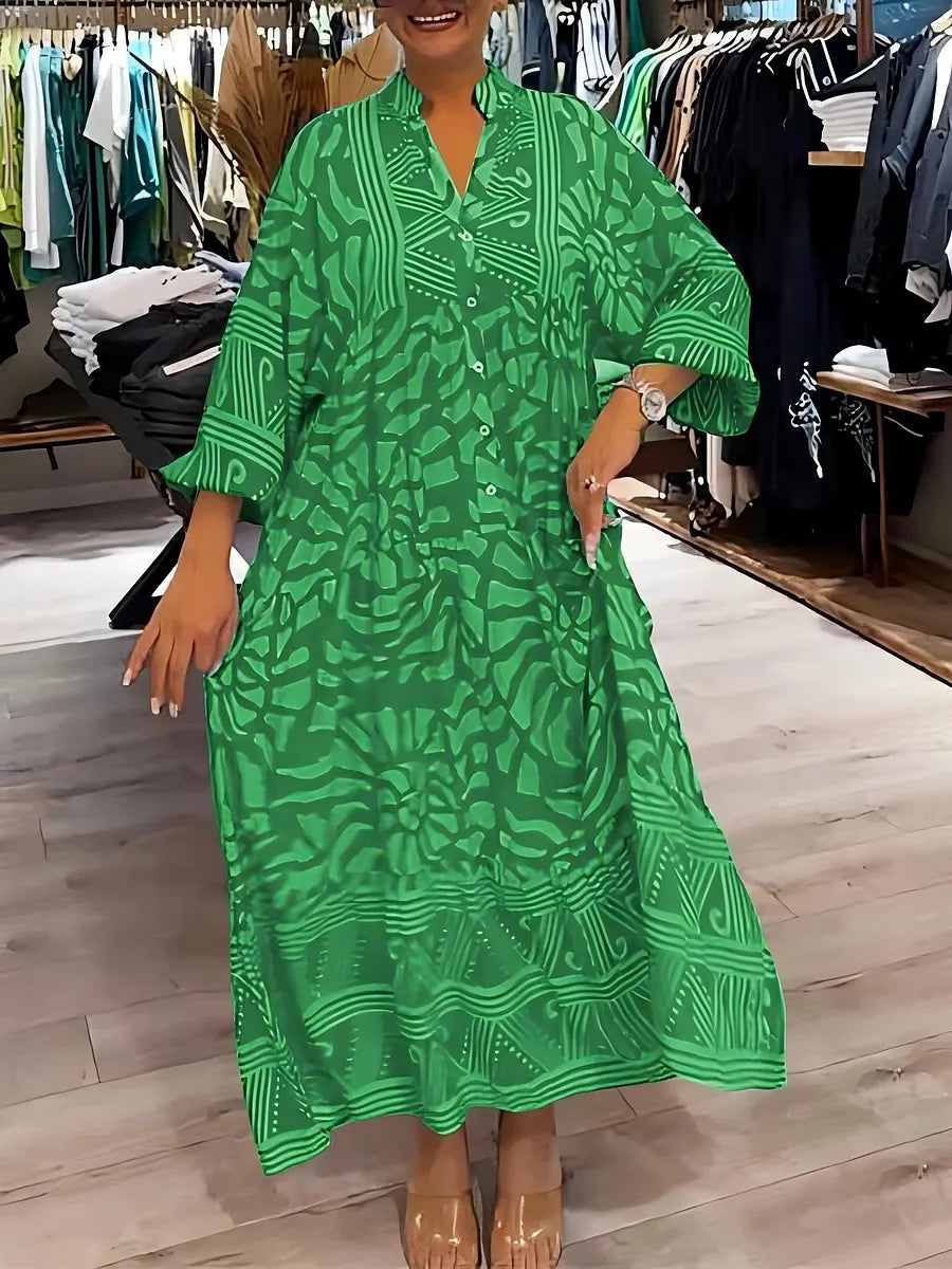 Vestido de menina estampado com decote em V e corte largo (Quase esgotado!)