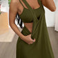 Vestido comprido de senhora, de duas peças, estilo regata, com recortes laterais