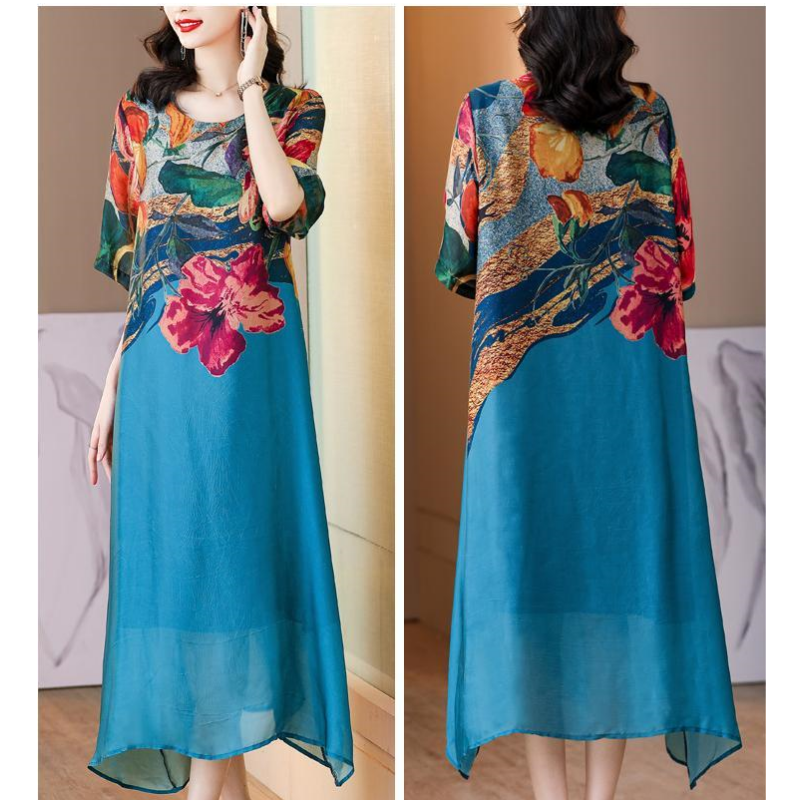 💃Novo 2025💕Vestido feminino elegante e arejado com flores em tamanhos grandes