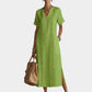 Vestido midi com decote em V e bordado