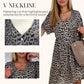 Vestido casual de mulher de manga curta e decote em V