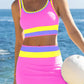 ✨Conjunto de biquíni de 3 peças colorido e desportivo, fabricado em nylon de alto contraste.