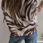 Blusa casual de mulher de gola redonda