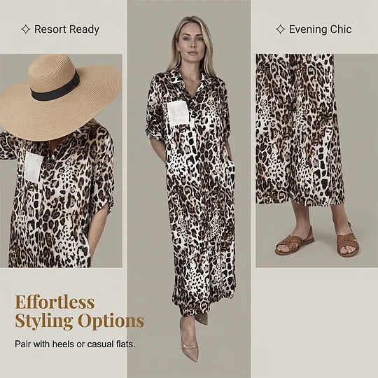 Vestido camiseiro para mulher com estampa de leopardo