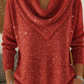 Camisola com decote em V, macia, brilhante e com lantejoulas de inspiração vintage