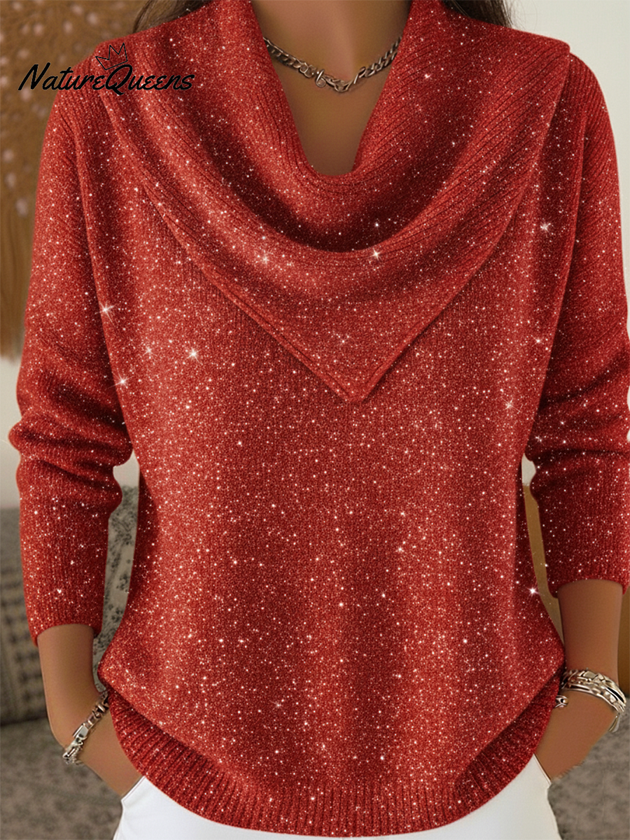 Camisola com decote em V, macia, brilhante e com lantejoulas de inspiração vintage