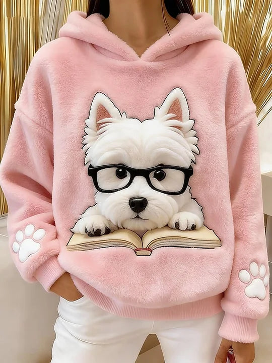 🔥Sweatshirt de mulher com capuz e estampado de West Highland White Terrier em flanela