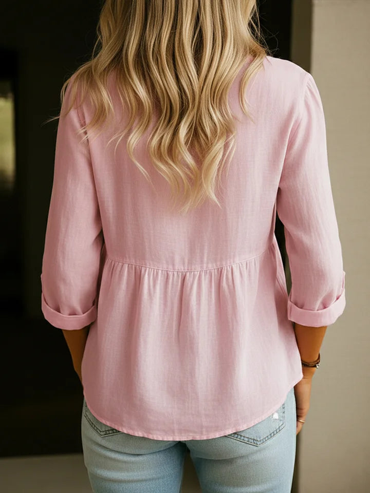 Camisa de senhora em linho e algodão
