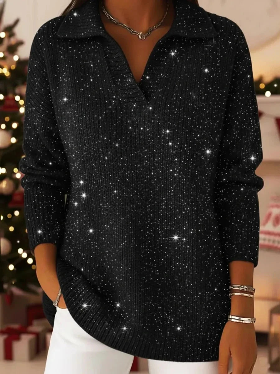 Camisola de Natal para mulher com gola brilhante