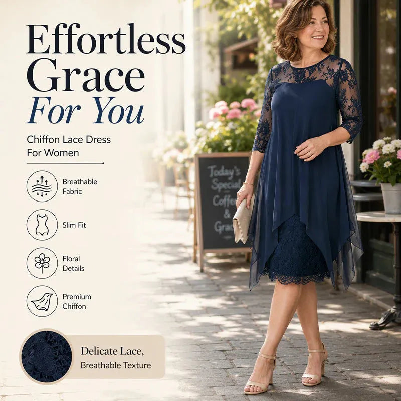 ✨Vestido de chiffon para mulher com renda