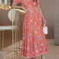 Vestido elegante com bordado floral vazado