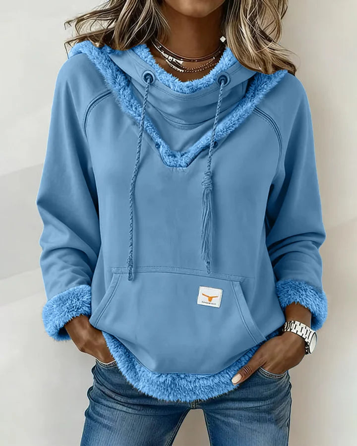 Blusa de moletão de manga comprida com recortes e bolsos