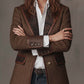 Blazer em tweed espinha de peixe com patchwork estampado