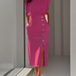 Vestido midi de cor sólida 2025
