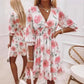 Vestido de menina evasé com decote em V, folho na base e estampado floral