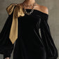 Vestido preto de veludo elegante