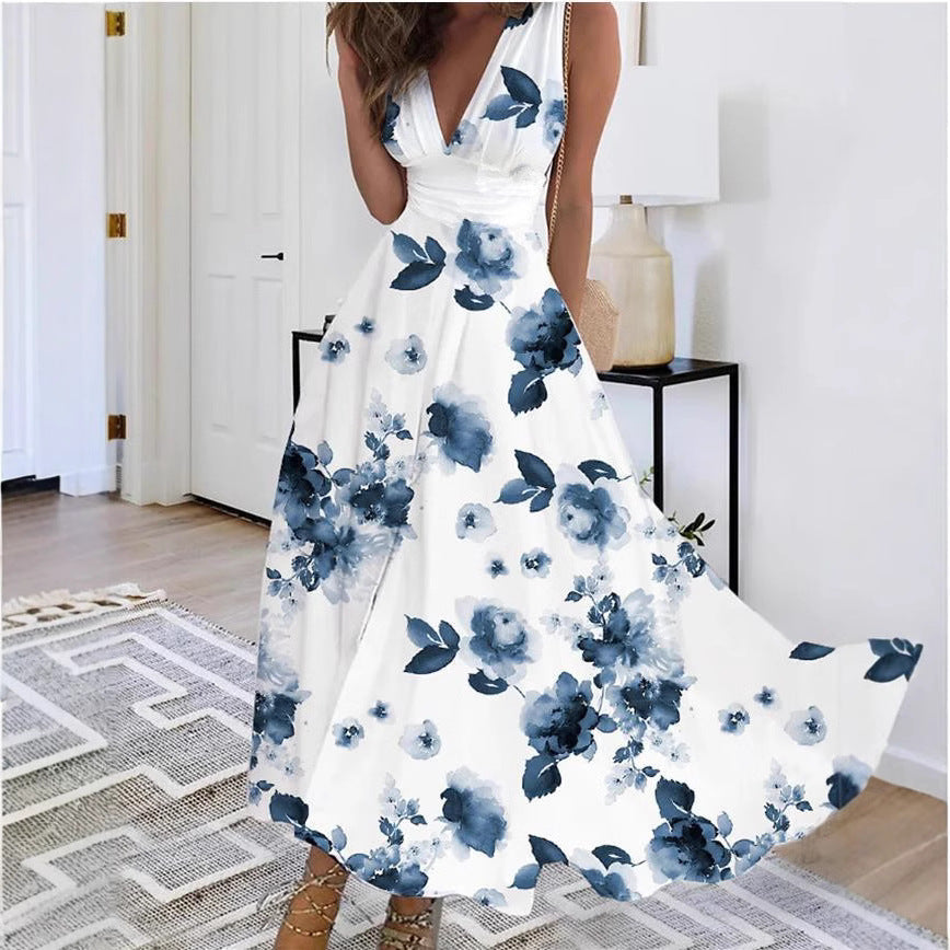 Vestido elegante sem mangas para mulher