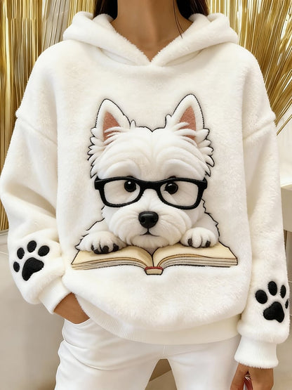🔥Sweatshirt de mulher com capuz e estampado de West Highland White Terrier em flanela