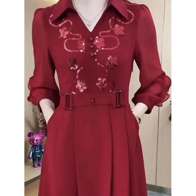 🔥👗【M-4XL】Novo vestido de chiffon com decote em V de alta qualidade