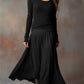 Vestido maxi vintage canelado em cinzento carvão