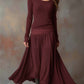 Vestido maxi vintage canelado em cinzento carvão