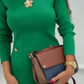 Vestido elegante de mangas compridas com gola redonda