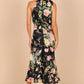 Vestido comprido com decote halter e estampado floral