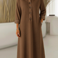 Vestido clássico de ganga com gola polo e botões