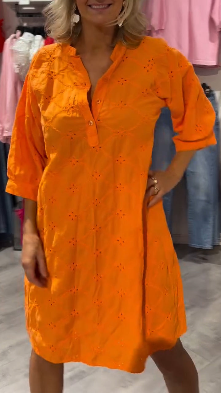 Vestido casual para mulher com decote em V e decote vazado