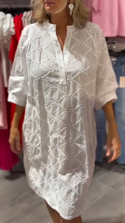 Vestido casual para mulher com decote em V e decote vazado