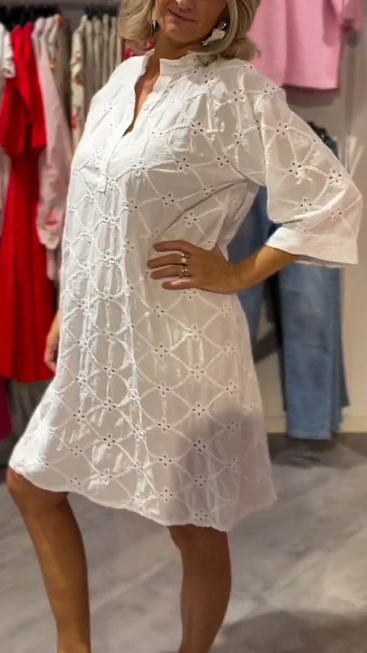 Vestido casual para mulher com decote em V e decote vazado