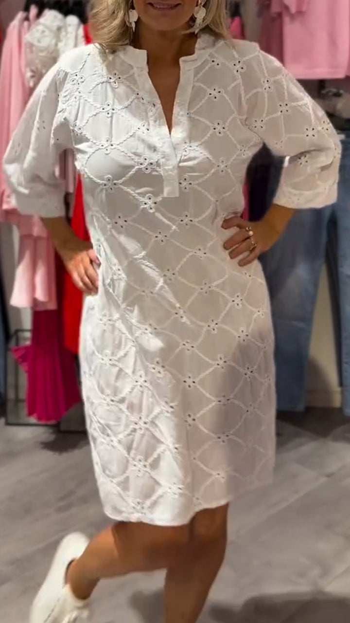 Vestido casual para mulher com decote em V e decote vazado