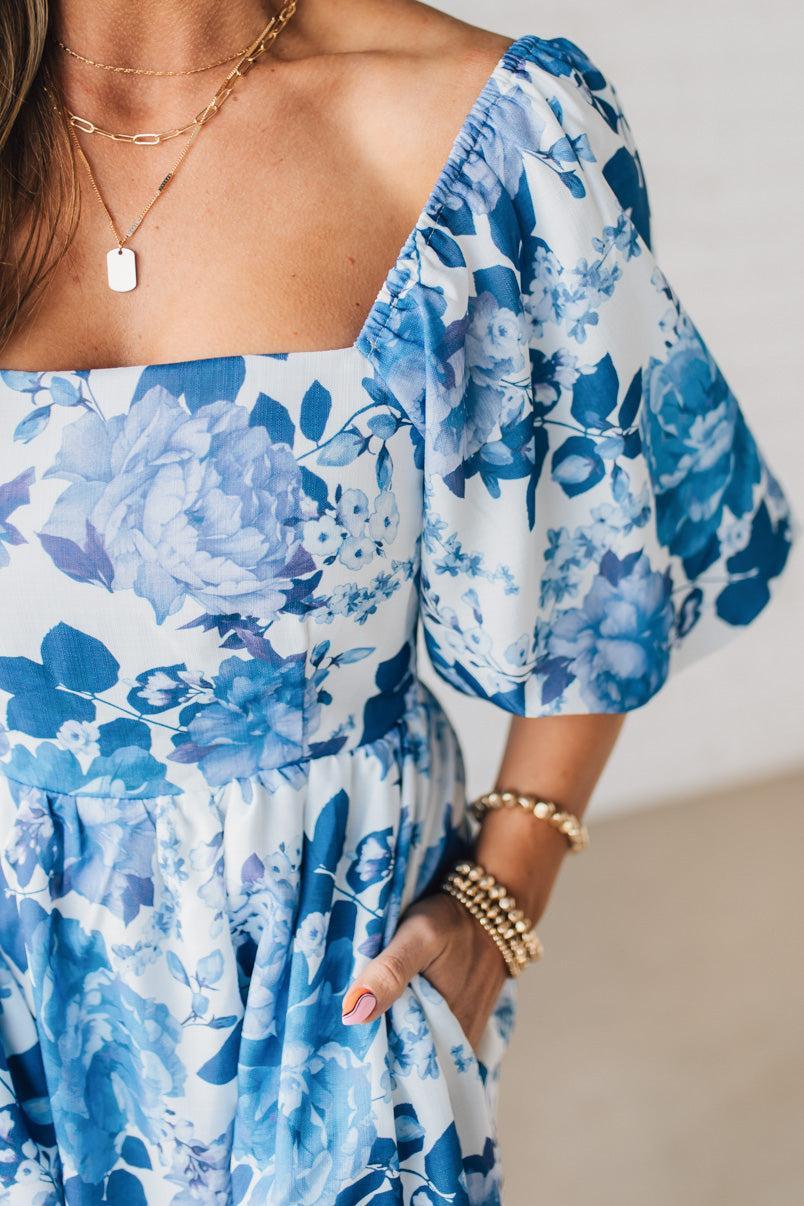 Vestido casual com manga abalonada estampado