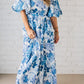 Vestido casual com manga abalonada estampado