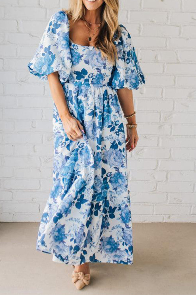 Vestido casual com manga abalonada estampado