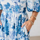 Vestido casual com manga abalonada estampado