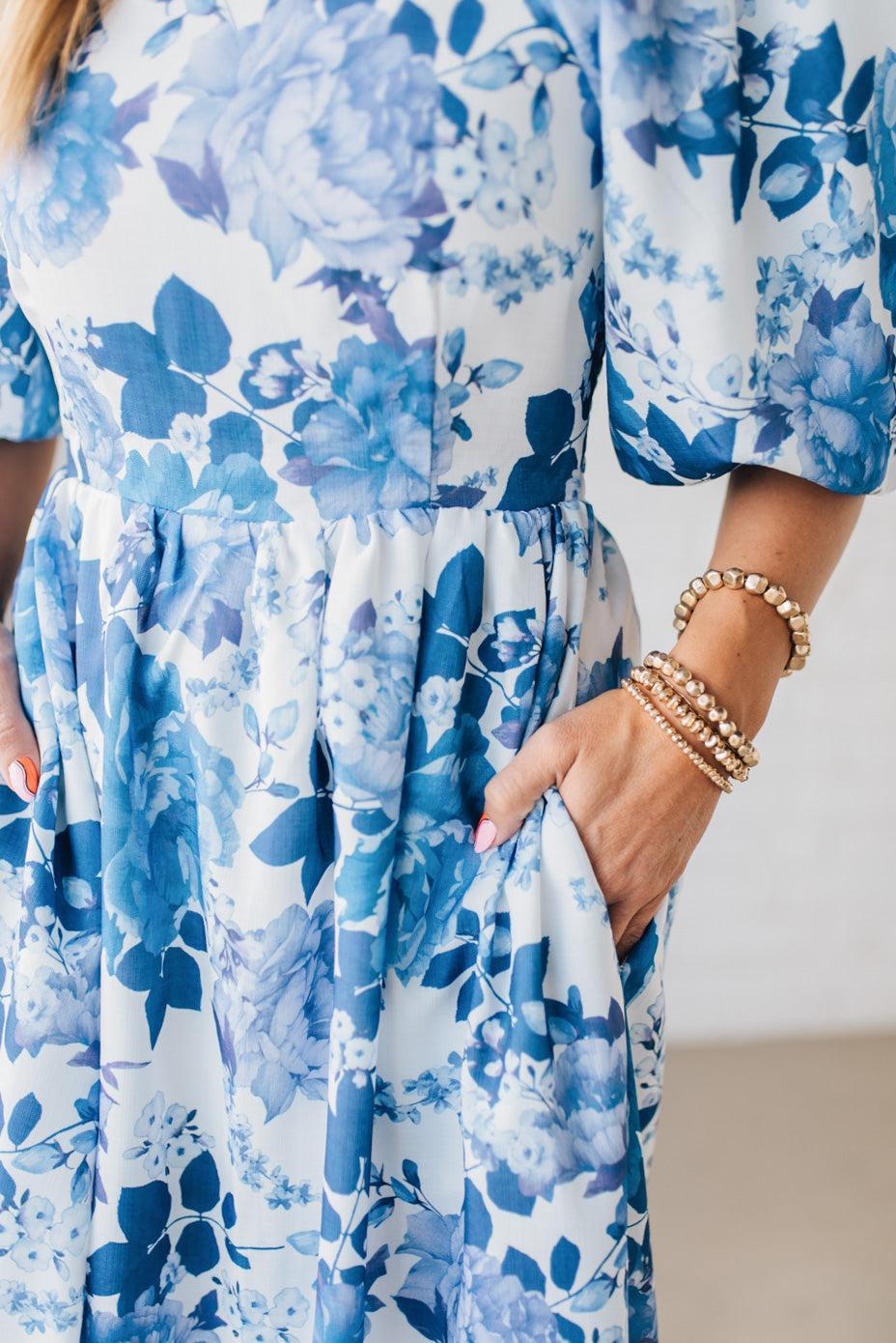 Vestido casual com manga abalonada estampado