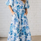Vestido casual com manga abalonada estampado