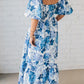 Vestido casual com manga abalonada estampado