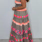 Vestido casual de menina solto com decote em V e estampado patchwork