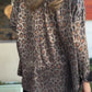 Blusa casual estampada com gola alta para mulher