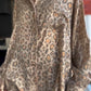 Blusa casual estampada com gola alta para mulher