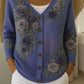 Cardigan de mulher em algodão com decote em V e estampado floral