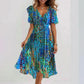 🔥 Elegante vestido de chiffon estampado com decote em V✨