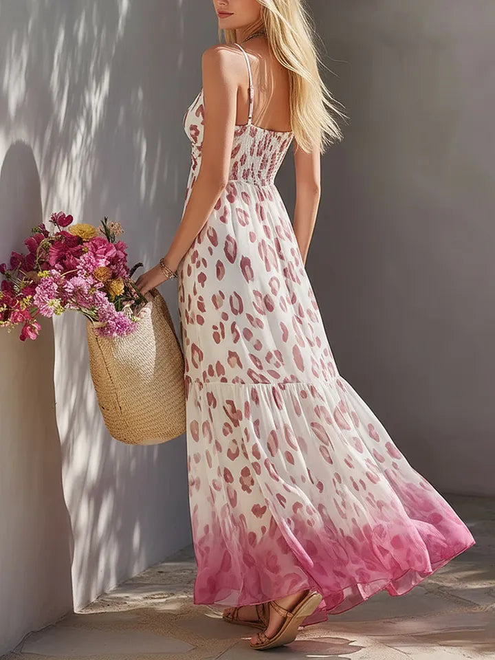 Vestido Feminino Casual e Elegante, Sem Mangas, com Estampado Leopardo