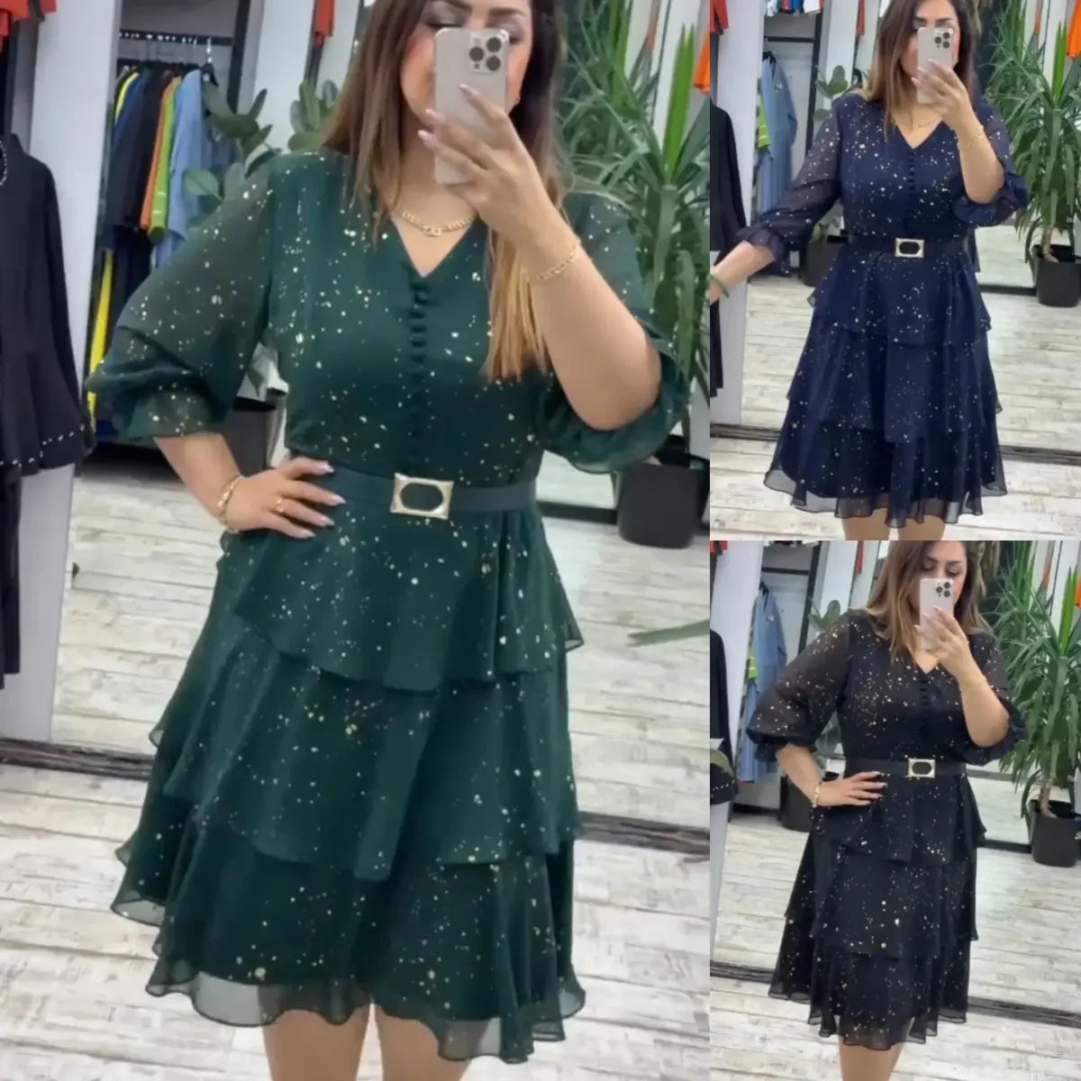 💞[Tamanhos S-5XL]Vestido de chiffon de alta qualidade